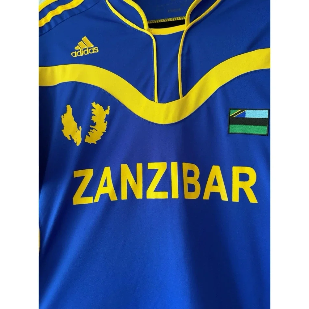 Adidas Slim Fit Zanzibar Mens National Football Team Jersey  Futbol Blue L